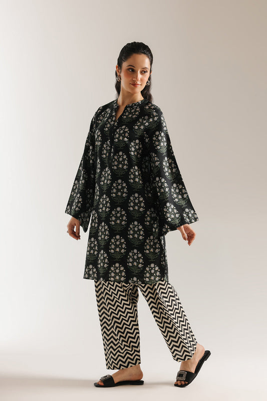 Aafiya Floral Printed Kurti With Chevron Pants Set